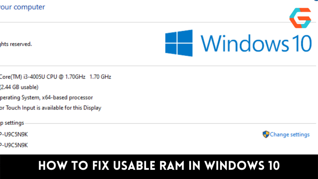 How to Fix Usable Ram in Windows 10